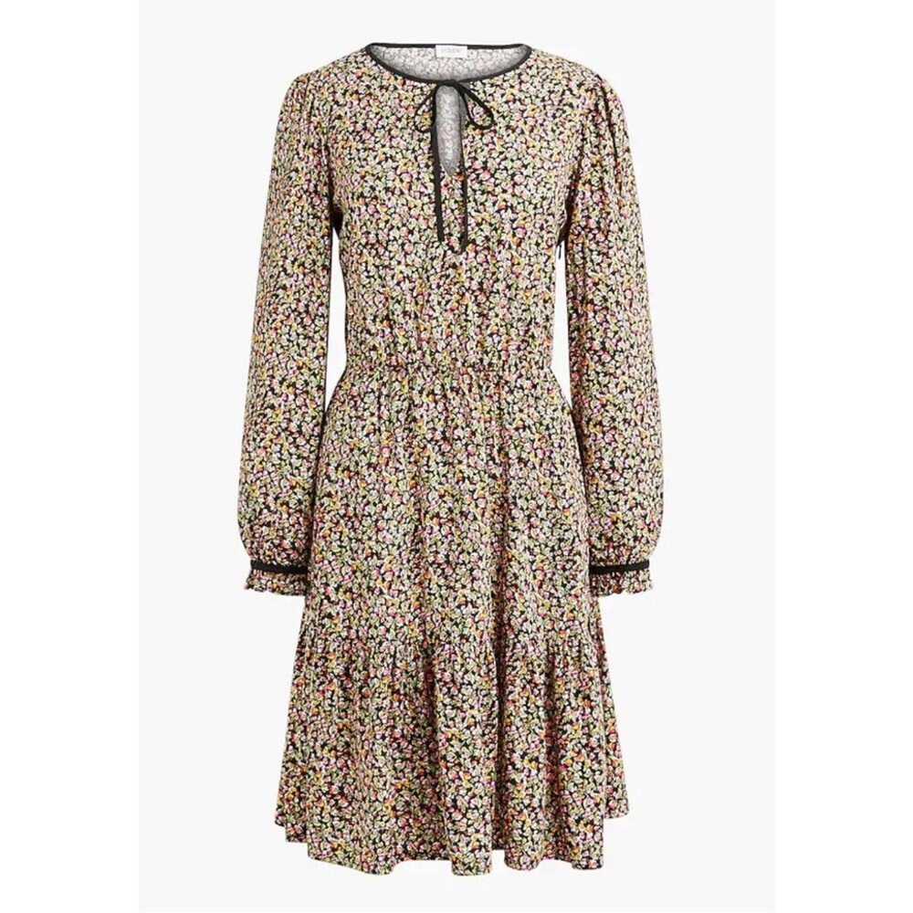 J. Crew Long Sleeve Tie Neck Mini Dress